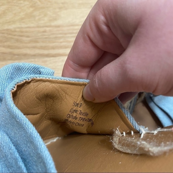 Olivia Miller Denim Knot Slide Sandals Sz 9 Open Toe Blue Women’s - Picture 7 of 7